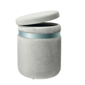 POUF APRIBILE TORTORA VELLUTO C/DETTAGLIO SILVER METAL