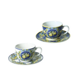TAZZINA CAFFE CITRUS BLU SET 2 PZ NEW BONE CHINA