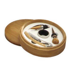 SET DEGUSTAZIONE VINO 4 PZ C/COFANETTO BAMBOO