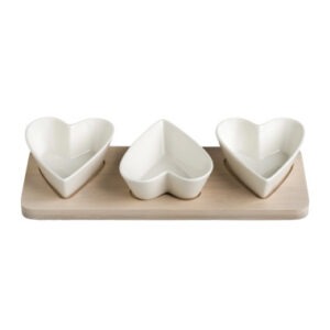 PORTASSAGGI 3 CUORI PORCELLANA BIANCA C/SUP BAMB NATURALE