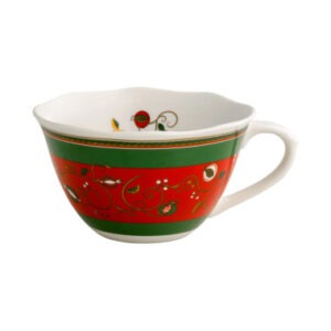 TAZZA COLAZIONE TEMPO DI FESTA PORCELLANA ROSSO/VERDE