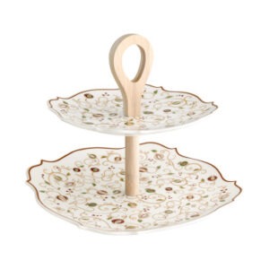 ALZATA TEMPO DI FESTA PORCELLANA/BAMBOO NATURALE