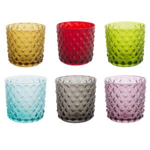 BICCHIERE ROMBI COLORI ASSORTITI SET 6PZ VETRO